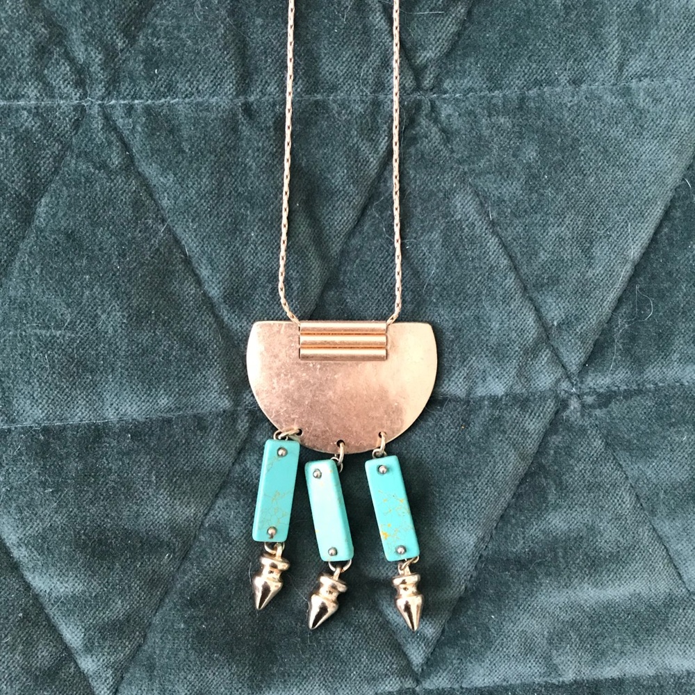 Boho Gold and Turquoise Necklace